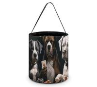 KLJHNVBM Halloween Candy Tote Bag Reusable, Durable Polyester Treat Bag, Playing Poker Dogs Trick Or Treat Bucket for Halloween Party & Gifts