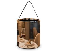 KLJHNVBM Halloween Candy Tote Bag Reusable, Durable Polyester Treat Bag, Red Wine Background Trick Or Treat Bucket for Halloween Party & Gifts