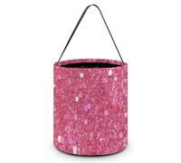 KLJHNVBM Halloween Candy Tote Bag Reusable, Durable Polyester Treat Bag, Sparkling Pink Glitter Trick Or Treat Bucket for Halloween Party & Gifts