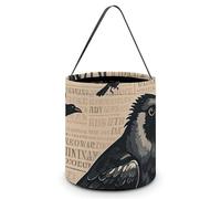 KLJHNVBM Halloween Candy Tote Bag Reusable, Durable Polyester Treat Bag, The Mysterious Crow Trick Or Treat Bucket for Halloween Party & Gifts