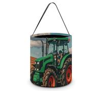 KLJHNVBM Halloween Candy Tote Bag Reusable, Durable Polyester Treat Bag, Tractor Under Blue And White Clouds Trick Or Treat Bucket for Halloween Party & Gifts
