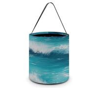 KLJHNVBM Halloween Candy Tote Bag Reusable, Durable Polyester Treat Bag, Turquoise Beach Original Seascape Trick Or Treat Bucket for Halloween Party & Gifts