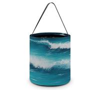 KLJHNVBM Halloween Candy Tote Bag Reusable, Durable Polyester Treat Bag, Turquoise Beach Original Seascape Trick Or Treat Bucket for Halloween Party & Gifts