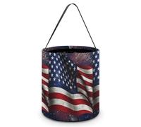KLJHNVBM Halloween Candy Tote Bag Reusable, Durable Polyester Treat Bag, USA Flag Trick Or Treat Bucket for Halloween Party & Gifts