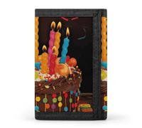 KLJHNVBM Happy Birthday Big Cake Trifold Wallet for Men - Money Clip Slim Wallets with Multiple Card Slots Minimalist Small Front Pocket Wallet for Everyday Carry