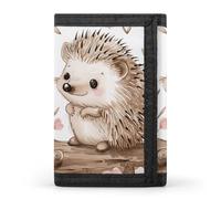 KLJHNVBM Hedgehog Sitting on Top Trifold Wallet for Men - Money Clip Slim Wallets with Multiple Card Slots Minimalist Small Front Pocket Wallet for Everyday Carry
