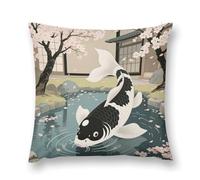 KLJHNVBM Japanese Yin Yang Koi Fish Throw Pillow Covers 20 "x20 - Soft Short Plush Decorative Throw Pillow Cases Double-Sided Pillowcase Square Cushion Covers for Couch Sofa Bedroom Car