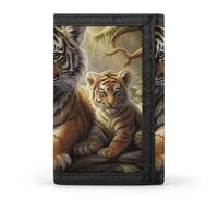 KLJHNVBM Jungle Tigers Trifold Wallet for Men - Money Clip Slim Wallets with Multiple Card Slots Minimalist Small Front Pocket Wallet for Everyday Carry