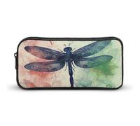 KLJHNVBM Large Capacity Pencil Case Aesthetic Mini Makeup Bag & Travel Organizer with Durable Metal Zipper, Modern Dragonfly Pencil Pouch for Office, Travel (8.7x4.7x2 Inches)