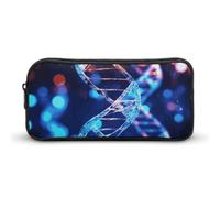 KLJHNVBM Large Capacity Pencil Case Aesthetic Mini Makeup Bag & Travel Organizer with Durable Metal Zipper, DNA Genetic Helix Pencil Pouch for Office, Travel (8.7x4.7x2 Inches)