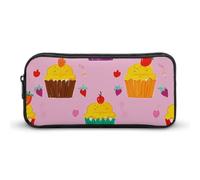 KLJHNVBM Large Capacity Pencil Case Aesthetic Mini Makeup Bag & Travel Organizer with Durable Metal Zipper, Cupcake Patterns Pencil Pouch for Office, Travel (8.7x4.7x2 Inches)