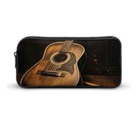 KLJHNVBM Large Capacity Pencil Case Aesthetic Mini Makeup Bag & Travel Organizer with Durable Metal Zipper, Old West Guitar Pencil Pouch for Office, Travel (8.7x4.7x2 Inches)