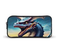 KLJHNVBM Large Capacity Pencil Case Aesthetic Mini Makeup Bag & Travel Organizer with Durable Metal Zipper, Roaring Dragon Pencil Pouch for Office, Travel (8.7x4.7x2 Inches)