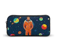 KLJHNVBM Large Capacity Pencil Case Aesthetic Mini Makeup Bag & Travel Organizer with Durable Metal Zipper, Cool Man in Outer Space Galaxy Pencil Pouch for Office, Travel (8.7x4.7x2 Inches)