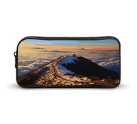 KLJHNVBM Large Capacity Pencil Case Aesthetic Mini Makeup Bag & Travel Organizer with Durable Metal Zipper, Mauna Kea Summit Sunset Pencil Pouch for Office, Travel (8.7x4.7x2 Inches)