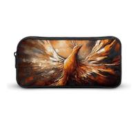 KLJHNVBM Large Capacity Pencil Case Aesthetic Mini Makeup Bag & Travel Organizer with Durable Metal Zipper, Abstract Phoenix Pencil Pouch for Office, Travel (8.7x4.7x2 Inches)