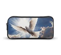 KLJHNVBM Large Capacity Pencil Case Aesthetic Mini Makeup Bag & Travel Organizer with Durable Metal Zipper, Dove Sky Pencil Pouch for Office, Travel (8.7x4.7x2 Inches)