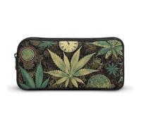 KLJHNVBM Large Capacity Pencil Case Aesthetic Mini Makeup Bag & Travel Organizer with Durable Metal Zipper, A Puff in Time Weed Marijuana Pencil Pouch for Office, Travel (8.7x4.7x2 Inches)