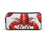 KLJHNVBM Large Capacity Pencil Case Aesthetic Mini Makeup Bag & Travel Organizer with Durable Metal Zipper, Red Lobster Print Pencil Pouch for Office, Travel (8.7x4.7x2 Inches)