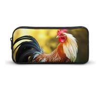 KLJHNVBM Large Capacity Pencil Case Aesthetic Mini Makeup Bag & Travel Organizer with Durable Metal Zipper, Beautiful Rooster Hen Pencil Pouch for Office, Travel (8.7x4.7x2 Inches)