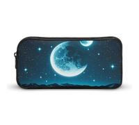 KLJHNVBM Large Capacity Pencil Case Aesthetic Mini Makeup Bag & Travel Organizer with Durable Metal Zipper, Night Light Pencil Pouch for Office, Travel (8.7x4.7x2 Inches)