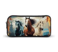 KLJHNVBM Large Capacity Pencil Case Aesthetic Mini Makeup Bag & Travel Organizer with Durable Metal Zipper, A Pattern with Horses As A Background Pencil Pouch for Office, Travel (8.7x4.7x2 Inches)
