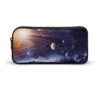KLJHNVBM Large Capacity Pencil Case Aesthetic Mini Makeup Bag & Travel Organizer with Durable Metal Zipper, Outer Space Galaxy Universe Pencil Pouch for Office, Travel (8.7x4.7x2 Inches)