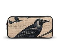 KLJHNVBM Large Capacity Pencil Case Aesthetic Mini Makeup Bag & Travel Organizer with Durable Metal Zipper, The Mysterious Crow Pencil Pouch for Office, Travel (8.7x4.7x2 Inches)