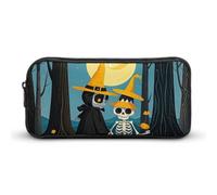 KLJHNVBM Large Capacity Pencil Case Aesthetic Mini Makeup Bag & Travel Organizer with Durable Metal Zipper, The Skull Witch Pencil Pouch for Office, Travel (8.7x4.7x2 Inches)