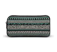 KLJHNVBM Large Capacity Pencil Case Aesthetic Mini Makeup Bag & Travel Organizer with Durable Metal Zipper, Ethnic Turtle Striped Pencil Pouch for Office, Travel (8.7x4.7x2 Inches)