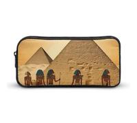 KLJHNVBM Large Capacity Pencil Case Aesthetic Mini Makeup Bag & Travel Organizer with Durable Metal Zipper, Ancient Egyptians Pencil Pouch for Office, Travel (8.7x4.7x2 Inches)
