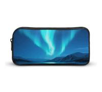 KLJHNVBM Large Capacity Pencil Case Aesthetic Mini Makeup Bag & Travel Organizer with Durable Metal Zipper, Aurora Pencil Pouch for Office, Travel (8.7x4.7x2 Inches)