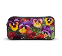 KLJHNVBM Large Capacity Pencil Case Aesthetic Mini Makeup Bag & Travel Organizer with Durable Metal Zipper, Pansy Perfection Pencil Pouch for Office, Travel (8.7x4.7x2 Inches)