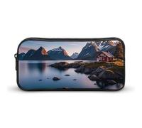 KLJHNVBM Large Capacity Pencil Case Aesthetic Mini Makeup Bag & Travel Organizer with Durable Metal Zipper, Norway Islands Pencil Pouch for Office, Travel (8.7x4.7x2 Inches)