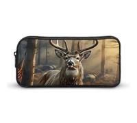 KLJHNVBM Large Capacity Pencil Case Aesthetic Mini Makeup Bag & Travel Organizer with Durable Metal Zipper, Deer Hunting Season Pencil Pouch for Office, Travel (8.7x4.7x2 Inches)