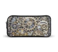KLJHNVBM Large Capacity Pencil Case Aesthetic Mini Makeup Bag & Travel Organizer with Durable Metal Zipper, Steampunk Mechanical Gears Pencil Pouch for Office, Travel (8.7x4.7x2 Inches)
