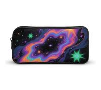KLJHNVBM Large Capacity Pencil Case Aesthetic Mini Makeup Bag & Travel Organizer with Durable Metal Zipper, Rainbow Universe Pencil Pouch for Office, Travel (8.7x4.7x2 Inches)