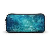 KLJHNVBM Large Capacity Pencil Case Aesthetic Mini Makeup Bag & Travel Organizer with Durable Metal Zipper, Snowflake Pattern Pencil Pouch for Office, Travel (8.7x4.7x2 Inches)