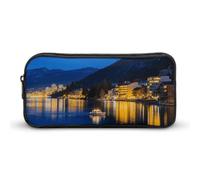 KLJHNVBM Large Capacity Pencil Case Aesthetic Mini Makeup Bag & Travel Organizer with Durable Metal Zipper, Blue Lake Tahoe Pencil Pouch for Office, Travel (8.7x4.7x2 Inches)