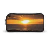 KLJHNVBM Large Capacity Pencil Case Aesthetic Mini Makeup Bag & Travel Organizer with Durable Metal Zipper, Sunset Hawaii Beach Pencil Pouch for Office, Travel (8.7x4.7x2 Inches)