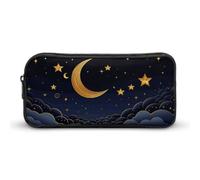 KLJHNVBM Large Capacity Pencil Case Aesthetic Mini Makeup Bag & Travel Organizer with Durable Metal Zipper, There Are Stars And Moon on It Pencil Pouch for Office, Travel (8.7x4.7x2 Inches)