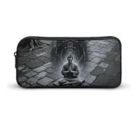 KLJHNVBM Large Capacity Pencil Case Aesthetic Mini Makeup Bag & Travel Organizer with Durable Metal Zipper, Blacklight Seven Chakra Yoga Meditation Pencil Pouch for Office, Travel (8.7x4.7x2 Inches)