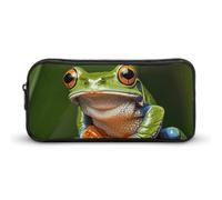 KLJHNVBM Large Capacity Pencil Case Aesthetic Mini Makeup Bag & Travel Organizer with Durable Metal Zipper, Peace Tree Frog Pencil Pouch for Office, Travel (8.7x4.7x2 Inches)