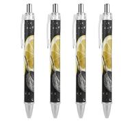 KLJHNVBM Lemon with on Black And White Ballpoint Pens - Black Ink Fine Point 0.5mm Pens, Smooth Writing & Comfortable Grip for Office Home, Durable PC Material, Great Gift Idea