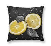 KLJHNVBM Lemon with on Black and White Throw Pillow Covers 16 "x16 - Soft Short Plush Decorative Throw Pillow Cases Double-Sided Pillowcase Square Cushion Covers for Couch Sofa Bedroom Car