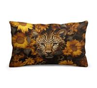 KLJHNVBM Leopard and Sunflower Throw Pillow Cover 8"x12" - Soft Plush Pillow Covers Double Sided Print Decorative Throw Pillow Covers for Bed, Sofa, Living Room, Car, RV, Machine Washable