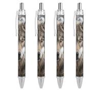 KLJHNVBM Lmage of Wolf in The Snow Ballpoint Pens - Black Ink Fine Point 0.5mm Pens, Smooth Writing & Comfortable Grip for Office Home, Durable PC Material, Great Gift Idea