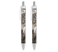 KLJHNVBM Lmage of Wolf in The Snow Ballpoint Pens - Black Ink Fine Point 0.5mm Pens, Smooth Writing & Comfortable Grip for Office Home, Durable PC Material, Great Gift Idea