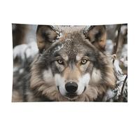 KLJHNVBM Lmage of Wolf in The Snow Tapestry Wall Hanging, 60"x90" Polyester Blanket Aesthetic Wall Decor Vintage Tapestry for Bedroom Living Room Dorm Decor