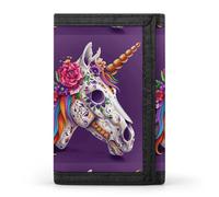 KLJHNVBM Magic Horse Skull Pattern Trifold Wallet for Men - Money Clip Slim Wallets with Multiple Card Slots Minimalist Small Front Pocket Wallet for Everyday Carry